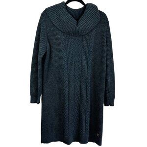 Tommy Hilfiger Gray Cable Knit Cowl-Neck MIDI  Dress Women Size Large